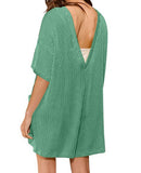 2025 New Lady Loose Pocket Back V-Neck Short-Sleeved Jumpsuit HZ0108