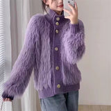 Imitation Of The Marinade Velvet Sweater Women's Cardigan Autumn And Winter 2025 Women's High-End Temperament Loose Knit Coat Woman HZ0108