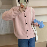 Autumn And Winter New Korean Design Love Buckle Solid Color Thick Collar Knitted Cardigan Loose Sweater Coat HZ0108
