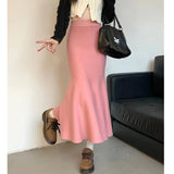 Height Waist Fishtail Skirt Women Autumn And Winter Korean Version 2025 New Thin Long Knitted Temperament A-Word Half-Body Skirt HZ0108