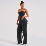 Low-Rise Three-Dimensional Pocket Spliced Jeans Women Autumn 2025 New Loose Falling Lanky Trousers HZ0108