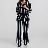 Women's Clothing 2025 Winter New Temperament Casual Long-Sleeved Striped Shirt Trousers Fashion Suit Women HZ0108