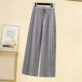 Relaxing High-Waisted Solid-Colored Knitted Broad-Legged Trousers Women's New Korean Version Of The Relaxed Straight Trousers In The Autumn And Winter Of 2025 HZ0108