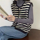 Gold Buckle With Striped Round Collar Small Fragrant Knitted Cardigan Girl Spring And Autumn French Loose Short Outer Sweater Coat HZ0108