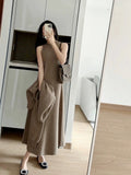 Knitted Sleeveless Dress Set Women's Autumn And Winter 2025 New Loose V-Neck Sweater Knitted Two Sets HZ0108