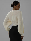 2025 New Fashion Sexy V-Collared Umbilish Short Knitted Sweater HZ0108