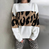 New Retro Sweater Leopard Print Fashion Trend Loose Round Collar Lazy Wind Early Autumn Coat Women Wear HZ0108