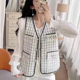 French Small Fragrant Breeze Vest Women's Knitted Jacket 2025 Spring And Autumn New Women's Marinade Velvet Horse Vest Outside HZ0108