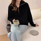 Korean Version Of Half Zipper Collar Collar Sweater Women's Autumn And Winter Knitted Women's Loose Casual Soft Sweater HZ0108