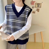 Vintage V-Neck Knitted Vest Women Wear Spring And Autumn Clothes 2025 New Inside The Stacked Small Shoulders HZ0108
