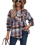 2025 Women's Top Autumn And Winter New Dress Long-Sleeved Pocket Casual Plaid Shirt HZ0108