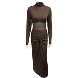 2025 New Women's Sexy Mid-Rise Net Wrinkled Temperamental Toss Dress HZ0108