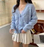 Lazy Wind Sweater Korean Version Of Autumn And Winter New Three-Dimensional Flowers Small Fragrant Knitted Open Shirt Wearing French Women's Coat HZ0108