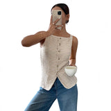 2025 Summer New Lady Casual Button Sleeveless Slings Vests HZ0108