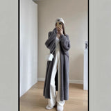 2025 Autumn Women's Loose Long Sweater Knitted Shirt Coat Lazy Wind Imitation Water Velvet Knitted Shirt Woman HZ0108