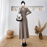 Knitted Dress With Coat Female Autumn And Winter Temperament Famous Woman Senior Sense With A Word Sweater Skirt Skirt HZ0108