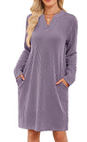 TK2025 Autumn And Winter New Loose V-Neck Pocket Leisure Long-Sleeved Home Dress HZ0108