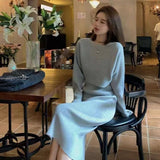 New French High-Grade Slim Slimy Small Small Fragrant Style Two Sets Of Knitted Dress Woman HZ0108