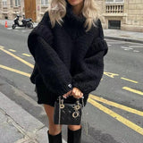 Sweater Coarse Knitted Sweater Knitted Women's Fluffy Long-Sleeved Turtleneck Sweater HZ0108