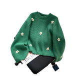 Vintage Embroidery Flower Cover Sweater Women's Autumn And Winter 2025 Women's Loose Lazy Wind High-End Feeling Korean Knitwear HZ0108