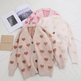 2025 New Autumn And Winter Small Love Imitation Sting Velvet Knitted Cardigan Korean Version Of Loose Sweet Sweater Women's Coat HZ0108