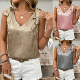 2025 Summer New Women's Button Door Casual Vest Conjoined Shorts HZ0108