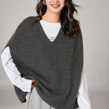 Spring And Autumn New Knitted Vest Women's Bat Shirt V-Neck Solid Color Cane Shoulder Women Loose Lazy Outside Wearing Fashion Clip HZ0108