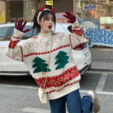 Christmas Atmosphere Red Sweater Women's Autumn And Winter 2025 New Lazy Wind Round Collar Cover Long-Sleeved Knitted Shirt Top HZ0108