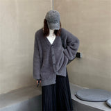 Imitating Sleeve Open Shirt Women Loose Korean Version Of 2025 Autumn And Winter Women's Clothing Lazy Wind Outside The Thin V-Neck Knitwear HZ0108