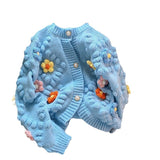 Three-Dimensional Flower Embroidered Knitted Cardigan Women's Autumn And Winter 2025 Women's Dress French Lazy Wind Long-Sleeved Sweater Women's Coat HZ0108