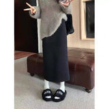 Knitted Half-Dress Women 2025 Winter New Plus Velvet High-Waist A Word Thin Straight Skirt One-Step Bag Of Hips Long Skirt HZ0108