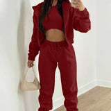 2025 Women's Clothing Fashion Casual Plus Velvet Hoodie Three-Piece Set Women's Winter HZ0108