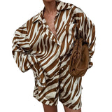 Spring 2025 Women's Shirt Top Shorts Print Casual Shirt Two Sets HZ0108