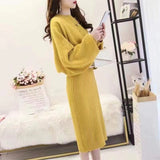 Hot Knitted Dress Two Sets Of 2025 Autumn And Winter 2025 New Solid Dress Women Sweater HZ0108