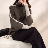 High-Necked Collider Clamming Sweater Women's Autumn And Winter Women's Needle Casual Wind Knitting Knitting Tops Bottom HZ0108