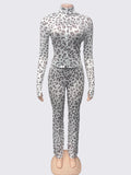 New Set In Autumn 2025 Fashion Babes Leopards Slim Thin Open Shirt Trousers Two Sets HZ0108