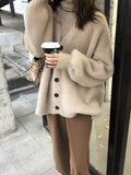 Imitating Sleeve Open Shirt Women Loose Korean Version Of 2025 Autumn And Winter Women's Clothing Lazy Wind Outside The Thin V-Neck Knitwear HZ0108