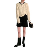 Outside Wearing A Round-Neck Sweater Coat Women's New Autumn And Winter Free Lazi Short Small Knitted Open Shirt HZ0108