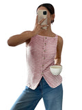 2025 Summer New Lady Casual Button Sleeveless Slings Vests HZ0108