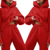 2025 Women's Clothing Pure Color Casual Fashion Sports Pants Two-Piece Set Of Women's Clothing Winter HZ0108