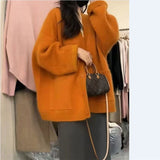 Lazy Wind Soft-Creative Free-Fitting Sweater Jacket Woman Wears Korean Version Of Pure Color Knitted Shirt Woman In Autumn And Winter 2025 HZ0108