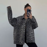 High-End Leopard-Print Denim Jacket Women Spring 2025 New Loose Casual Fashion Cardigan Women HZ0108