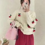 New Cherry Age-Slepeak Sweet Sweater Women's Short Thick Knitted Cardigans Lazy T-Shirts In The Fall/Winter 2025 HZ0108