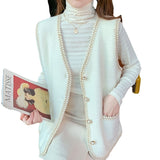 Small Fragrant Knitted Vest Women 2025 Autumn And Winter New Imitation Stings Spoon Shoulder Vest Vest Coat Women's Top HZ0108
