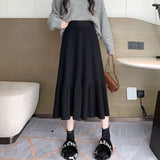 Vintage Knitted Half-Dress Woman 2025 New Autumn And Winter Thick High Waist Thin Temperament A Word Fishtail Skirt HZ0108