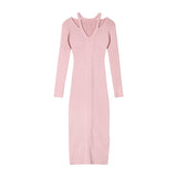 Autumn/Winter 2025 New French Style With Coat Knitted Dress Women With Body V-Neck Bottomed And Left HZ0108