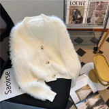 2025 Fashion Imitation Velvet Jacket Short Ocean Soft Porridge Knitted Knitted Shirt Thin Autumn Sweater HZ0108