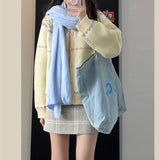 Korean Version Of The Small Fragrant Style Shoulder Sleeve Sweater Women's 2025 Autumn And Winter Women's Striped Single Buckle Knitted Open Shirt Jacket HZ0108