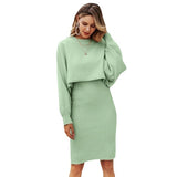 Hot Knitted Dress Two Sets Of 2025 Autumn And Winter 2025 New Solid Dress Women Sweater HZ0108