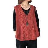 Knitted Vest Spring And Summer Hollow Sleeveless Thin Loose Size V Laguard Shoulder Retro Horse Tide Outside HZ0108